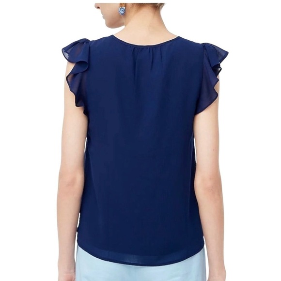 J. Crew - NWT Flutter Sleeve Key Hole Blouse Top Sz M - Picture 2 of 8